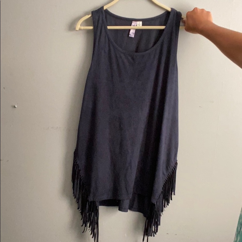 Navy tank with fringe